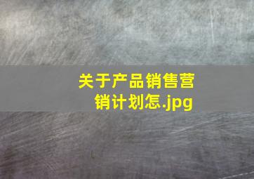 关于产品销售营销计划怎