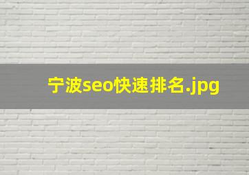 宁波seo快速排名