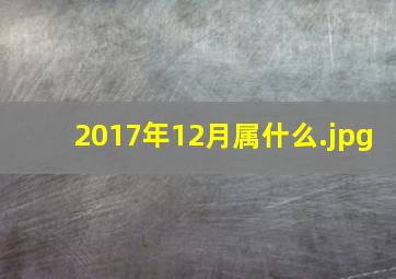 2017年12月属什么