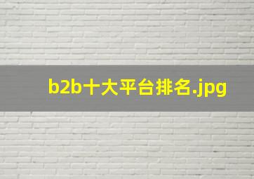 b2b十大平台排名