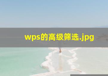wps的高级筛选